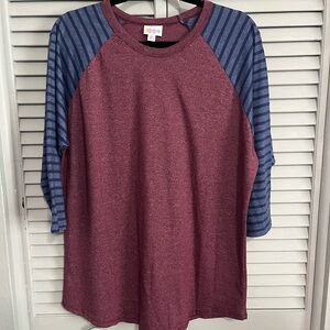 LuLaRoe Maroon and Navy Top